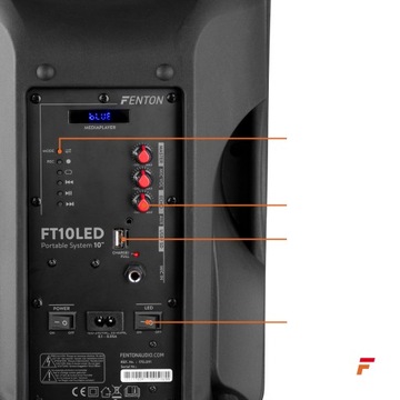 МОБИЛЬНАЯ колонка для вечеринок FENTON 10 дюймов 450 Вт BT USB-микрофон
