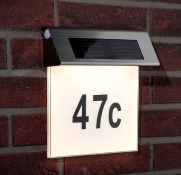 LAMPA ŚCIENNA SOLARNA NUMER DOMU Z CZUJNIKIEM HIT