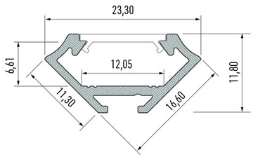 Profil aluminiowy LED narożnikowy 45 st. srebrny anodowany 2m typ C LUMINES