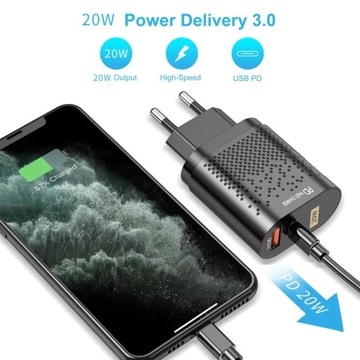 Сетевое зарядное устройство USB C мощностью 20 Вт для IPHONE 12 pro max