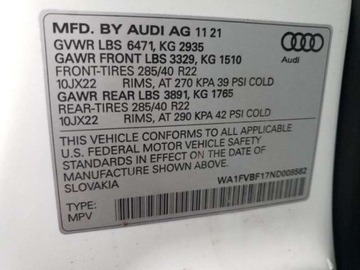 Audi Q8 2022 Audi Q8 2022, 3.0L, 4x4, uszkodzony tyl, zdjęcie 11