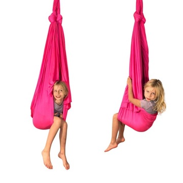 Hamak aerial do jogi chusta akrobatyczna 5m różowy neon, szeroki 260 cm