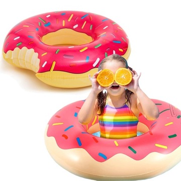 DMUCHANE KOŁO DO PŁYWANIA PĄCZEK DONUT KOLOROWY MATERAC DONAT DLA DZIECI