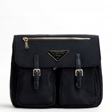 TOREBKA DAMSKA MATERIAŁOWA Z KIESZONKAMI MONNARI BAG1010-020 CZARNA