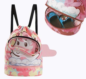 SUPER PLECAK WOREK NA PLAŻĘ TORBA NA BASEN WODOODPORNY DLA DZIECI RÓŻOWY