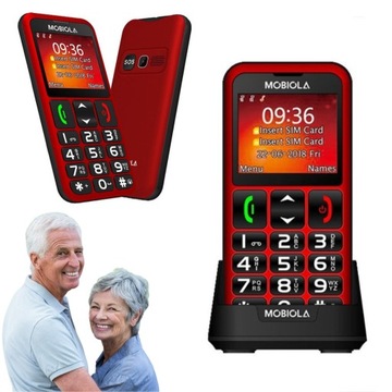 TELEFON DLA SENIORA BABCI DZIADKA DUŻE KLAWISZE GŁOŚNY SOLIDNY CZERWONY