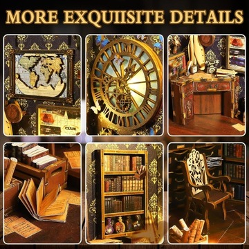 Набор книжных уголков Quanquer DIY, миниатюрные деревянные 3D-пазлы со светодиодной подсветкой