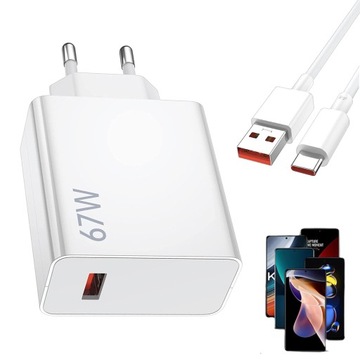 Ładowarka Xiaomi 67W QC + 1m Kabel z Mi Turbo 6 A