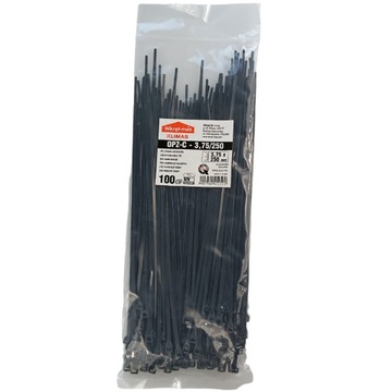 Opaska zaciskowa trytytki czarne 3,75mm x 250mm Wkręt-met 100 szt.