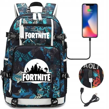 PLECAK TORNISTER FORTNITE DUŻY A4 WODOODPORNY USB