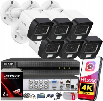 Venkovní monitorování 8MPx 4K HiLook by Hikvision 6 Kamer TurboHD Disk 2TB