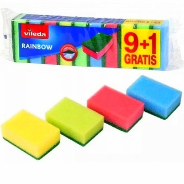 Vileda Rainbow 10 szt. Zmywak kuchenny do naczyń gabki myjka
