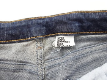 H&M jeansowe SPODNIE RURKI z dziurami MODNE biodrówki _ XS