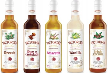 Syrop barmański Victoria do kawy Orzech Rum Wanilia Amaretto Irish 5x 490