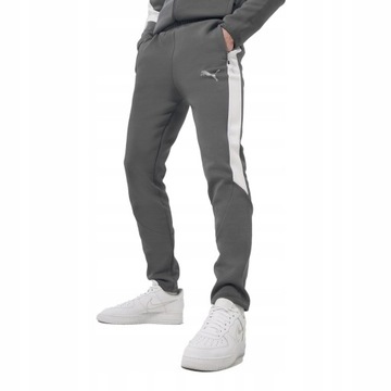 3158 SPODNIE PUMA MĘSKIE BAWEŁNIANE Evostripe ZAPINANE KIESZENIE SZARE M