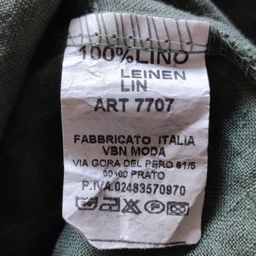 38/40 MADE IN ITALY PURO LINO sukienka len lniana zieleń monstera włoska