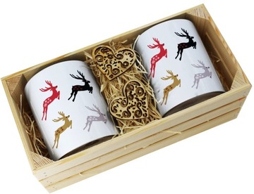 PREZENT ŚWIĄTECZNY ZESTAW KUBKÓW W SKRZYNCE KUBKI