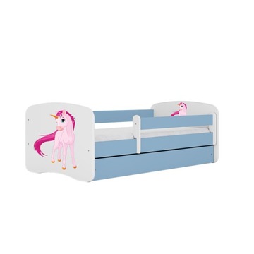 Łóżko babydreams niebieskie jednorożec bez szuflady z materacem 180/80