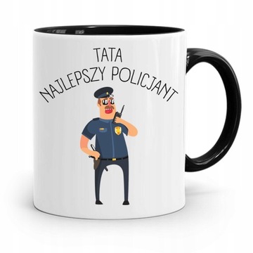 KUBEK CZARNY NA DZIEŃ OJCA NAJLEPSZY POLICJANT z Nadrukiem ze Zdjęciem