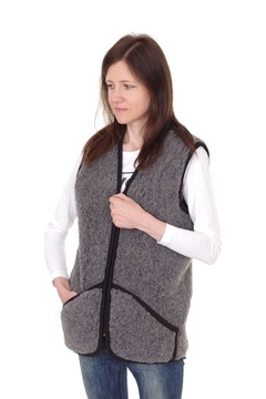 Kamizelka wełniana 100% wełna merynos bezrękawnik ocieplacz PL Woolmark XL