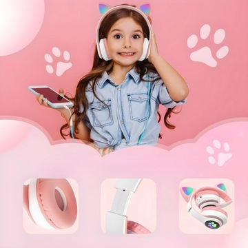 БЕСПРОВОДНЫЕ НАУШНИКИ ДЛЯ ДЕТЕЙ B39 С BLUETOOTH УШАМИ RGB CAT EARS