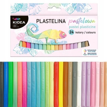 Plastelina Szkolna 24 Intensywne Żywe Kolory PASTELOWE Kidea