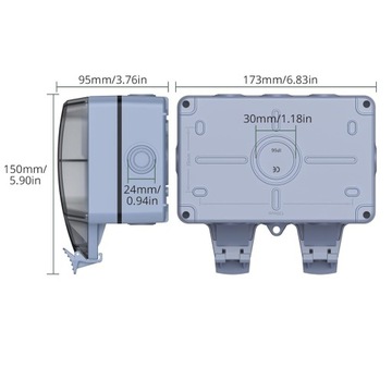 PODWÓJNE GNIAZDKO IP66 OGRODOWE ZEWNĘTRZNE WODOSZCZELNE GNIAZDO