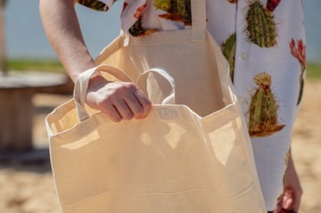 Хлопковая ПОКУПОЧНАЯ СУМКА 45x12x35см ECRU 280г ECO Большая вместимость Универсальная