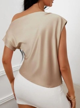 SHEIN АТЛАСНАЯ БЛУЗКА, БЕЖЕВЫЙ, ГЛАДКИЙ, БАЗОВЫЙ 38 1VID