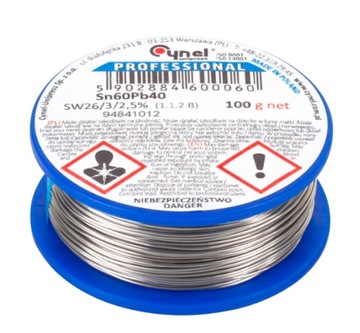 Cyna z Topikiem Drut Lutowniczy 1,00mm/100g Sn60Pb40 CYNEL Ledy Przewód LED