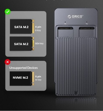 Док-станция M.2 SATA SSD RAID USB-C 3.1 Gen 2, 10 Гбит/с, ключ B, ключ B+M