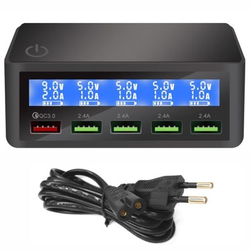 БЫСТРОЕ СЕТЕВОЕ ЗАРЯДНОЕ УСТРОЙСТВО QC 3.0+ 4x USB + КАБЕЛЬ