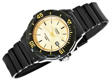 Zegarek Casio LRW-200H-9EVDF Czarny pasek Złota tarcza Datownik