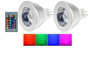 Żarówka LED MR16 3W=20W RGB DC 12V 2szt
