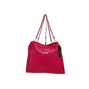 Massimo Contti skórzana torba shopper fuksja