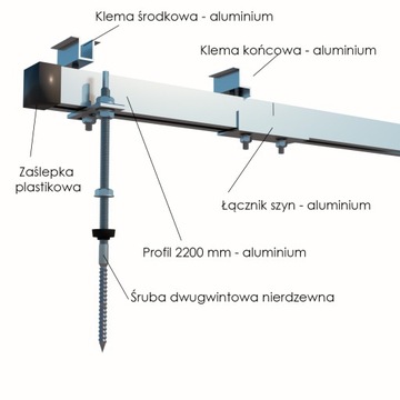 Система держателей для монтажа 6 фотомодулей НА ДВУХРЕЗЬБОВОЙ РЕЗЬБЕ.