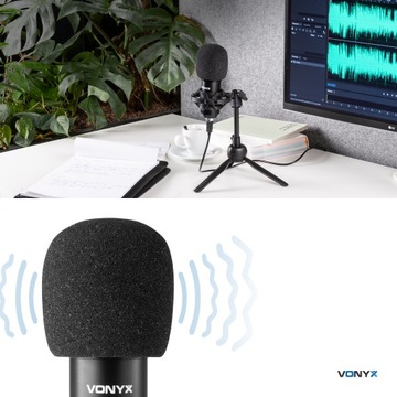 Mikrofon pojemnościowy USB STUDYJNY TRIPOD stołowy podcast YOUTUBE