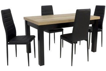 Stół 80x140/180 cm + 4 krzesła EKO CZARNE