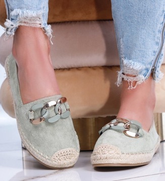 Buty damskie Wsuwane zamszowe baleriny płaskie espadryle 16221