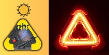 ПРЕДУПРЕЖДАЮЩИЙ ТРЕУГОЛЬНИК СВЕТОДИОДНЫЙ ФОНАРЬ МОЩНАЯ ЛАМПА АВТОМОБИЛЬНАЯ СОЛНЕЧНАЯ БАНК