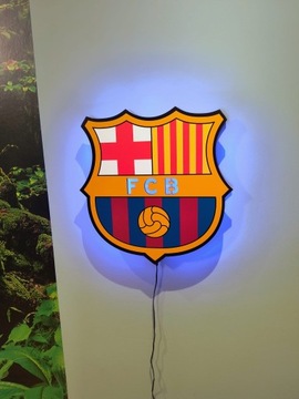 Светодиодный ночник FC BARCELONA, изображение деревянного футбольного герба, подарок RGB