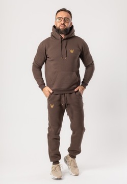 KOMPLET DRESOWY GRIZZLY BLUZA Z KAPTUREM I SPODNIE L CZEKOLADOWY TRES
