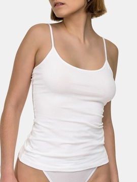 ТОП-БЛУЗКА ЖЕНСКАЯ, ГЛАДКАЯ, НА ЭЛАСТИЧНЫХ ХЛОПКОВЫХ бретельках, БЕЛАЯ, L