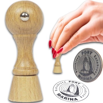 STEMPEL RĘCZNY PIECZĄTKA Z LOGIEM R20mm DECOUPAGE PROJEKT+GUMKA