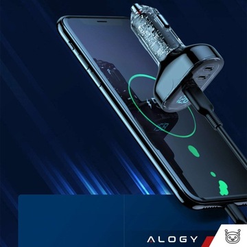 Mocna Szybka Ładowarka Samochodowa 2x USB-C C + USB QC PD 72W + ETUI