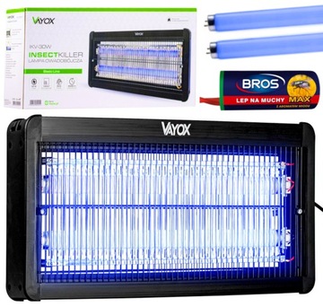 MOCNA LAMPA OWADOBÓJCZA NA KOMARY MUCHY ELEKTRYCZNA PUŁAPKA UV ABS VAYOX XL