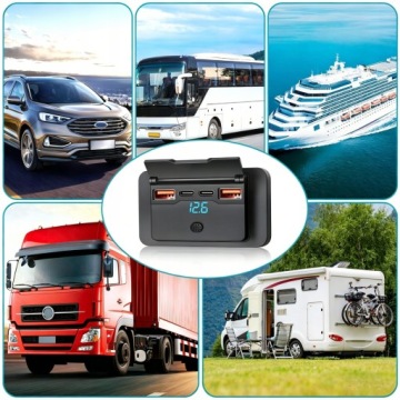 Автомобильный монтажный разъем 12V 24V 4 USB PD QC 3.0 ВКЛ ВЫКЛ 96W Крышка