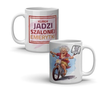 Kubek EMERYTA, EMERYTKI na prezent różne wzory