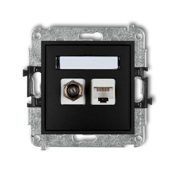 Karlik MINI Gniazdo SAT F+RJ45 ekran czarny mat