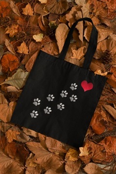 ПОДАРОЧНАЯ СУМКА ДЛЯ ДЕВОЧКИ-КОТА, КОШАЧНЫЕ ЛАПКИ, СЕРДЦЕ I LOVE